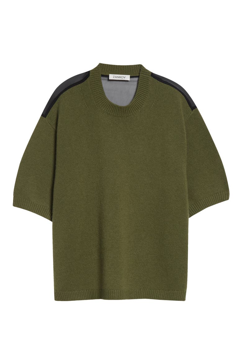 Viola Mixed Media Sweater, Alternate, color, OLIVE