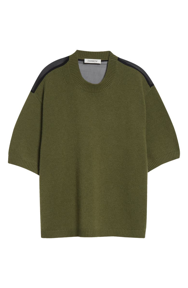 ZANKOV Viola Mixed Media Sweater, Main, color, Olive