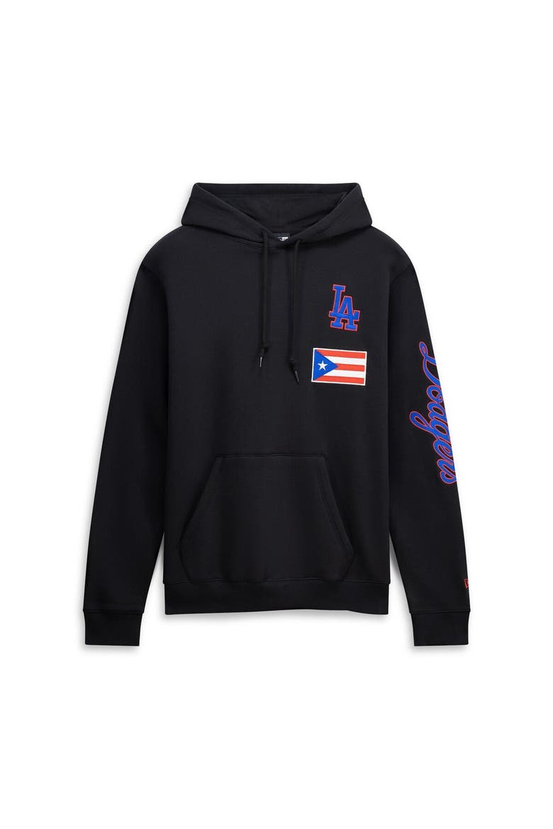Men's New Era Black Los Angeles Dodgers Puerto Rico Country Flag Hoodie, Main, color, Black
