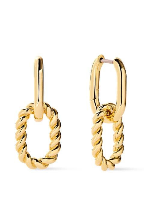 Gold Drop Earrings - Ash Double Mini