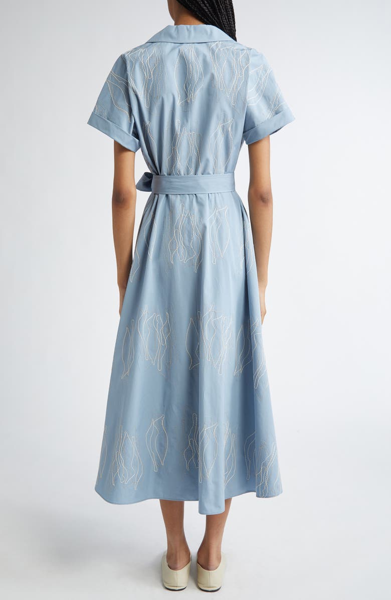 Lafayette 148 New York Gestures Embroidered Cotton Belted Shirtdress, Alternate, color, 