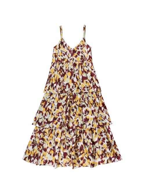 Ro&zo Confetti Printed Tiered Dress In Yellow