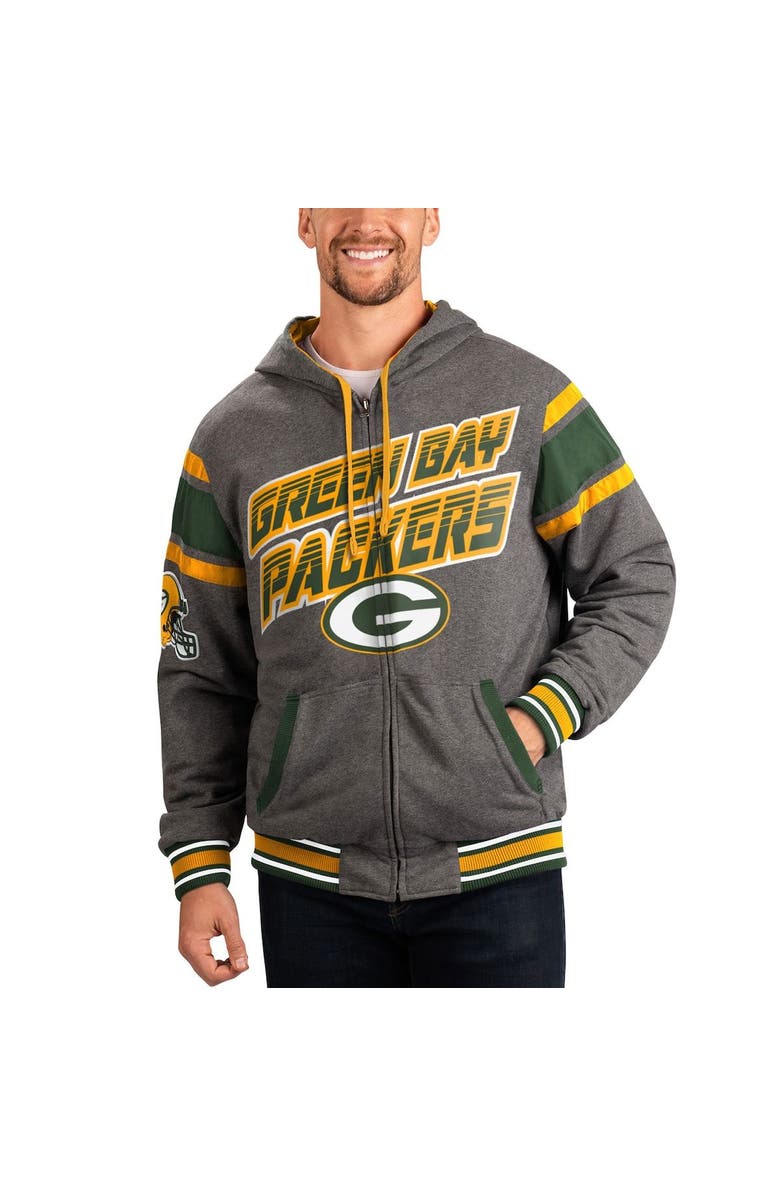 G-III SPORTS BY CARL BANKS Men's G-III Sports by Carl Banks Green/Gray Green Bay Packers Extreme Full Back Reversible Hoodie Full-Zip Jacket, Main, color, Green