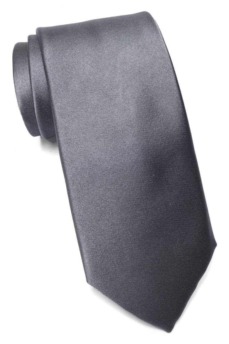 Anthony Solid Silk Tie, Main, color, SILVER