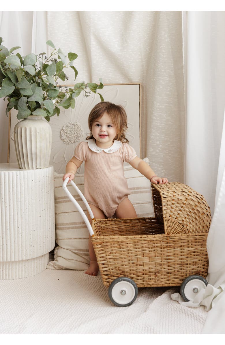 Ely's & Co. Organic Cotton Embroidered Collar Collection - Romper, Alternate, color, Pink Heather