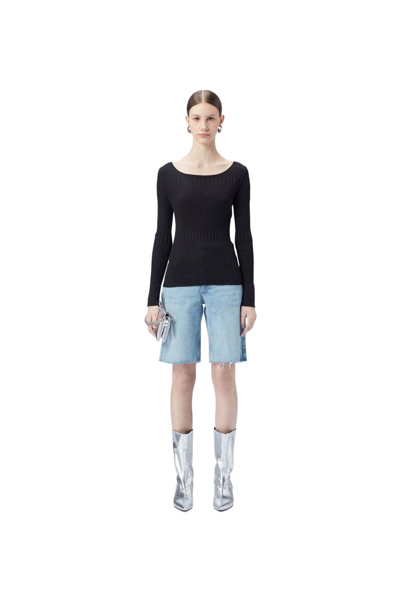 Ribbed Cotton Silk Cashmere Blend Sweater, Main, color, black
