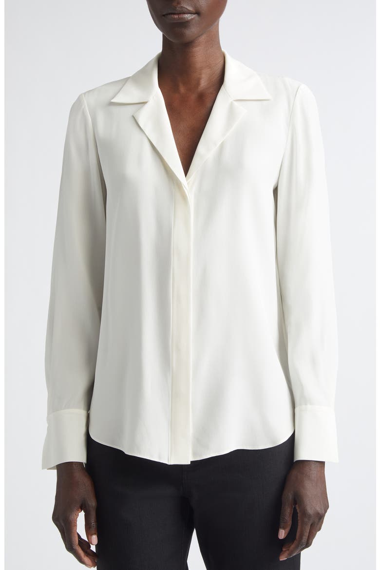 Scottie Notched Collar Silk Button-Up Shirt, Alternate, color, CLOUD