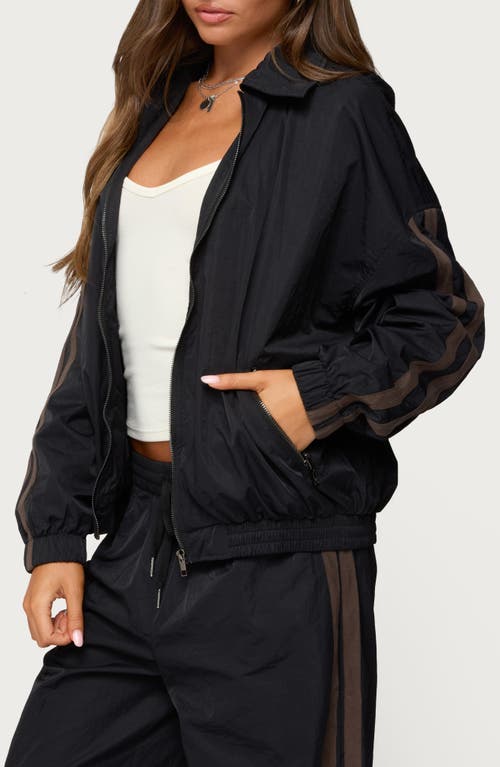 Edikted Kieran Stripe Nylon Track Jacket In Black