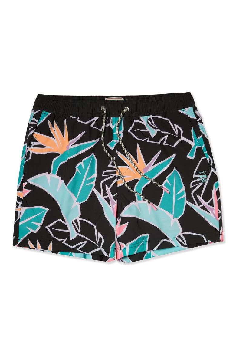 Sweet Leaf Party Starter 5-Inch Swim Trunks, Main, color, BLACK