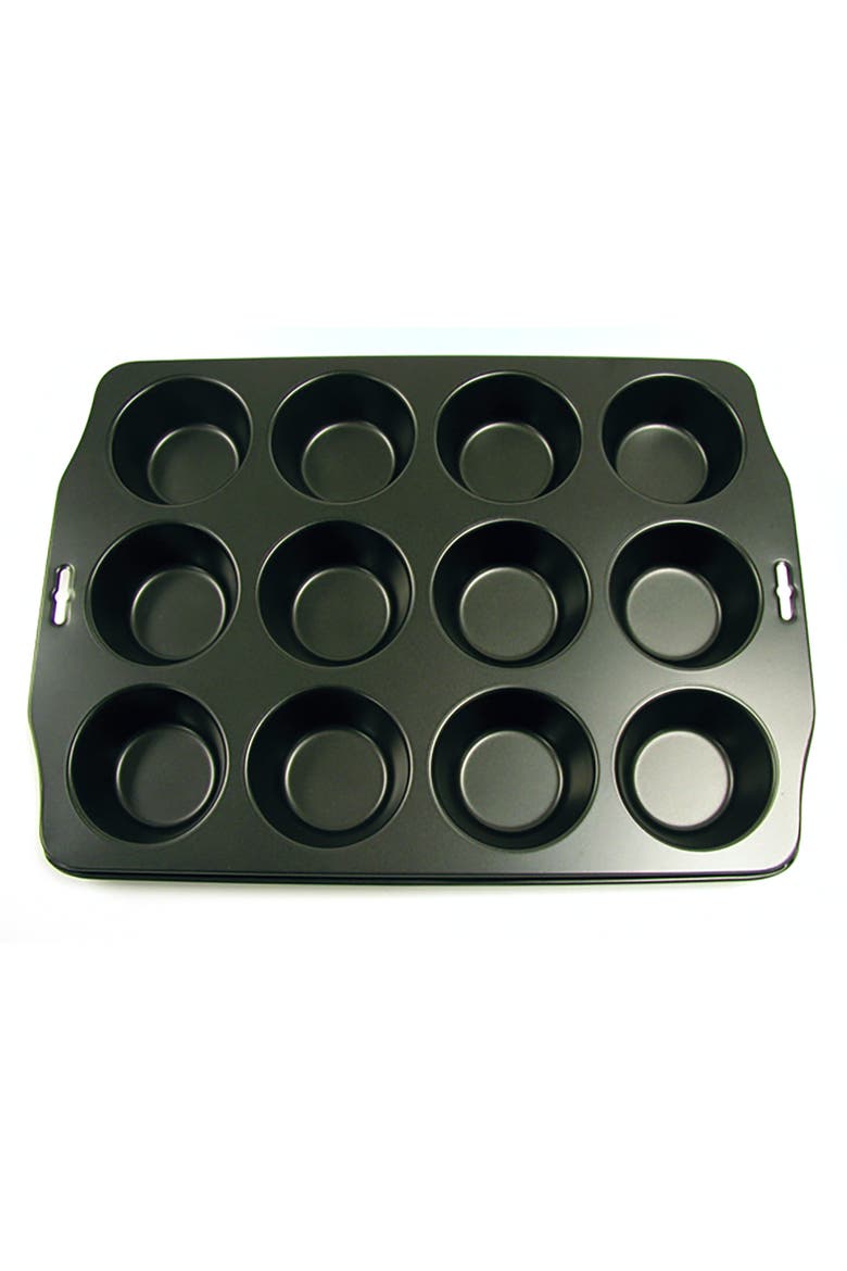 12 Cup Nonstick Muffin Pan - Steel Bakeware for Cupcakes and Muffins, Alternate, color, Black