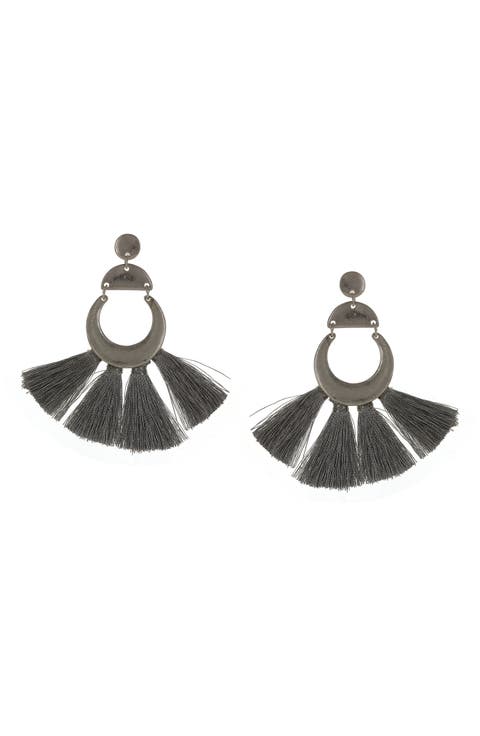 Alanna Geometric Fringe Fan Drop Earrings