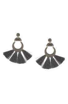 OLIVIA WELLES Alanna Geometric Fringe Fan Drop Earrings