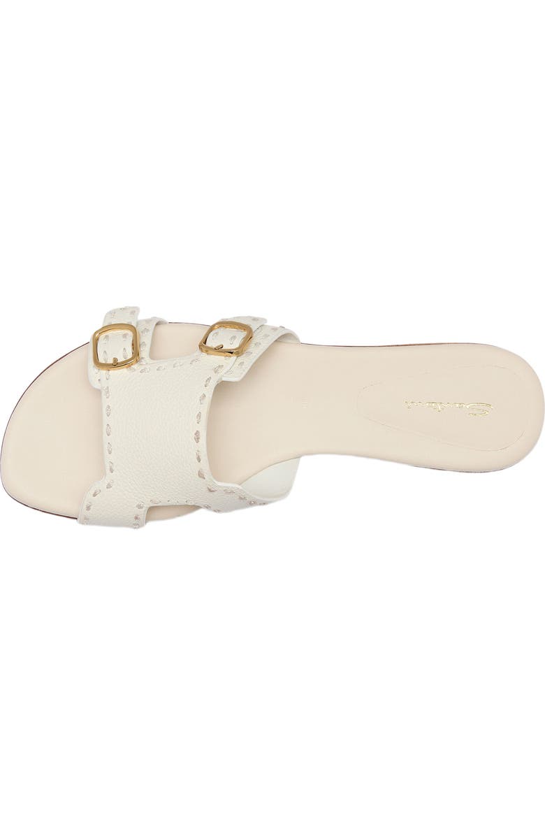 Santoni Women's leather double-buckle Didi slide sandal, Alternate, color, White