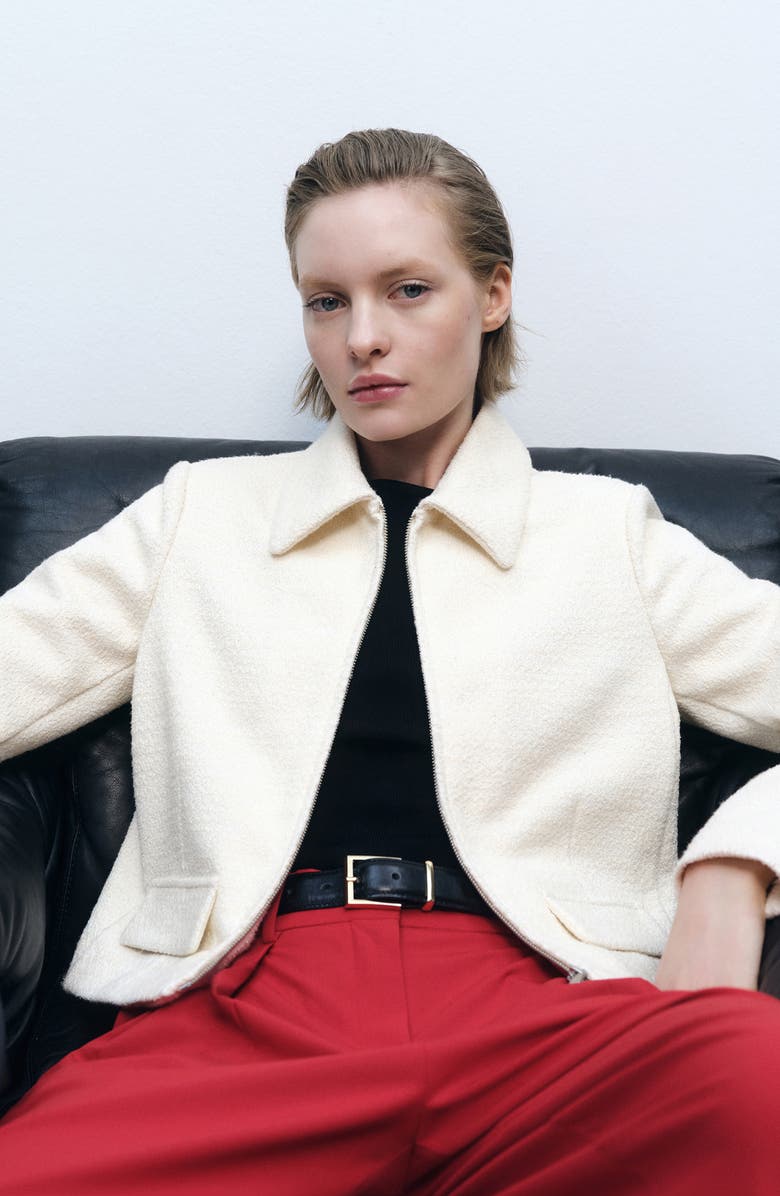 MANGO Zip Front Tweed Jacket, Alternate, color, 