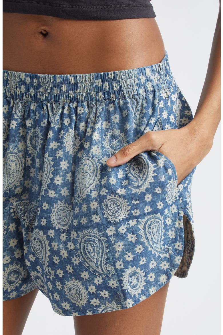 Reversible Elastic Waist Shorts, Alternate, color, BLUE PAISLEY WHITE FLORAL