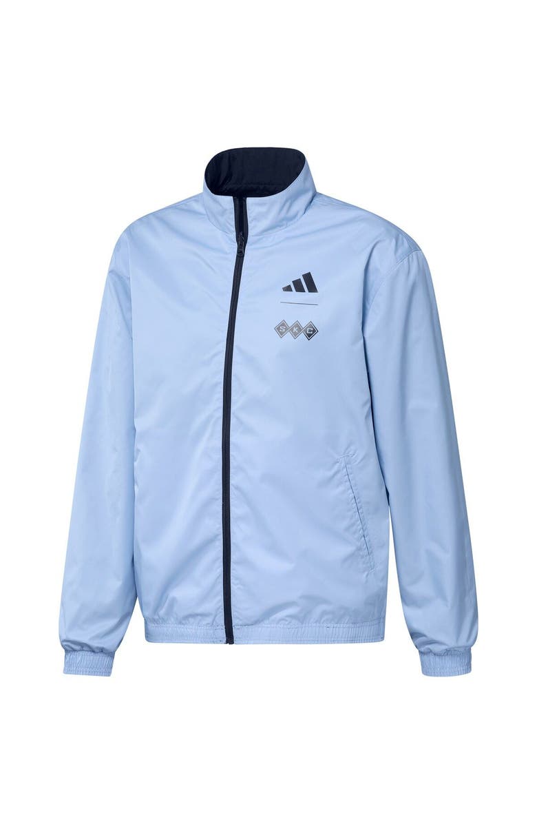 adidas Men's adidas Navy/Light Blue Sporting Kansas City 2023 On-Field Anthem Full-Zip Reversible Team Jacket, Alternate, color, Navy