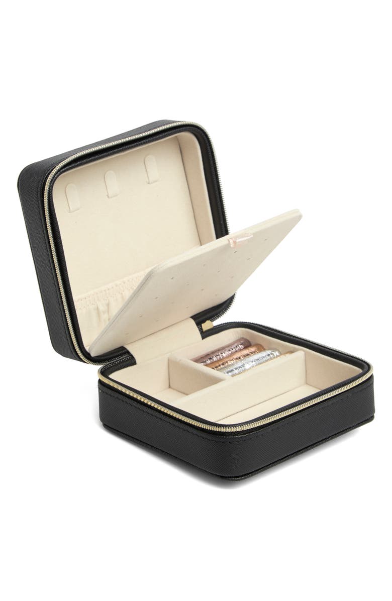 Nordstrom Initial Square Zip Travel Case, Alternate, color, U- Black- Gold