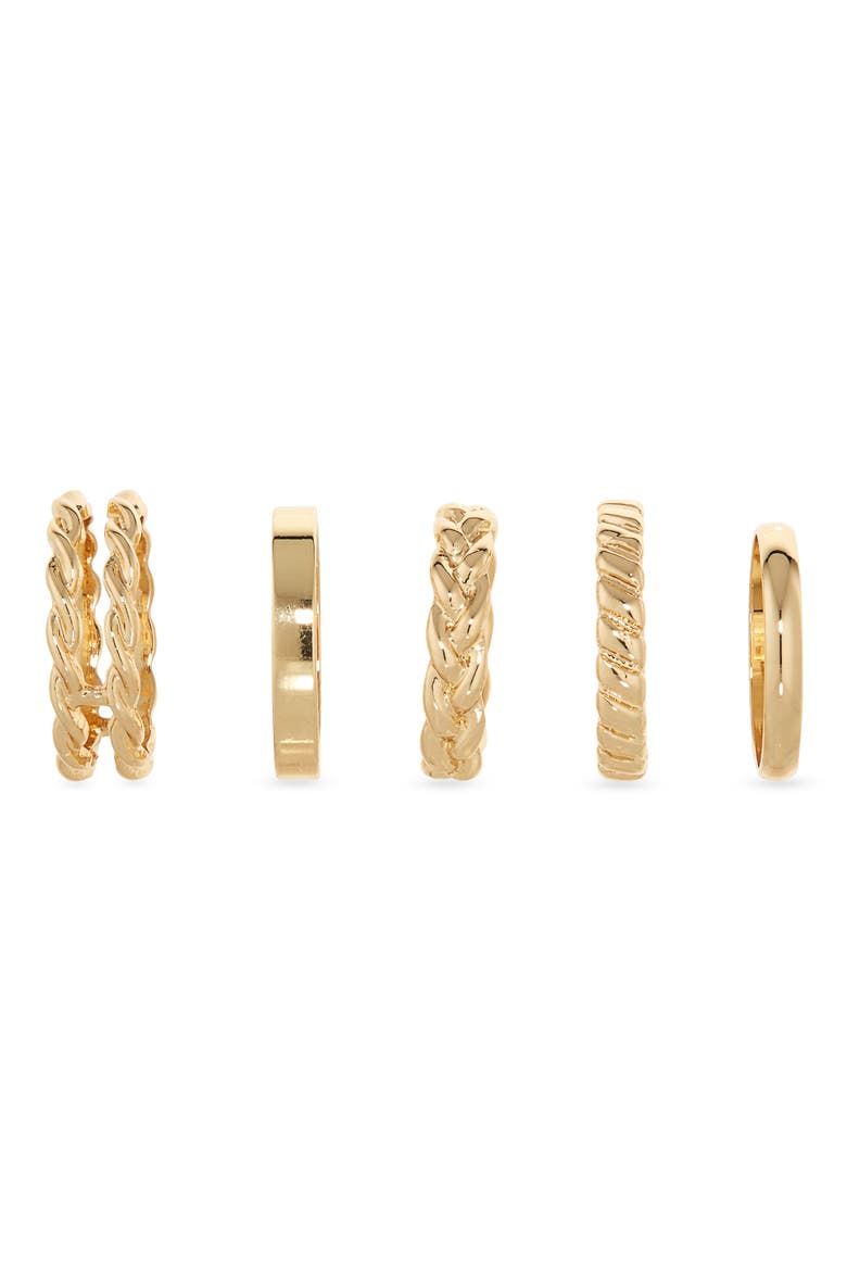 Set of 5 Twist Stacking Rings, Alternate, color, GOLD