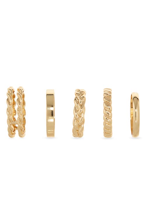 Nordstrom Set Of 5 Twist Stacking Rings In Gold