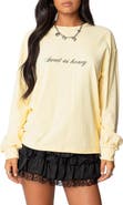 EDIKTED Honeybee Long Sleeve Graphic T-Shirt