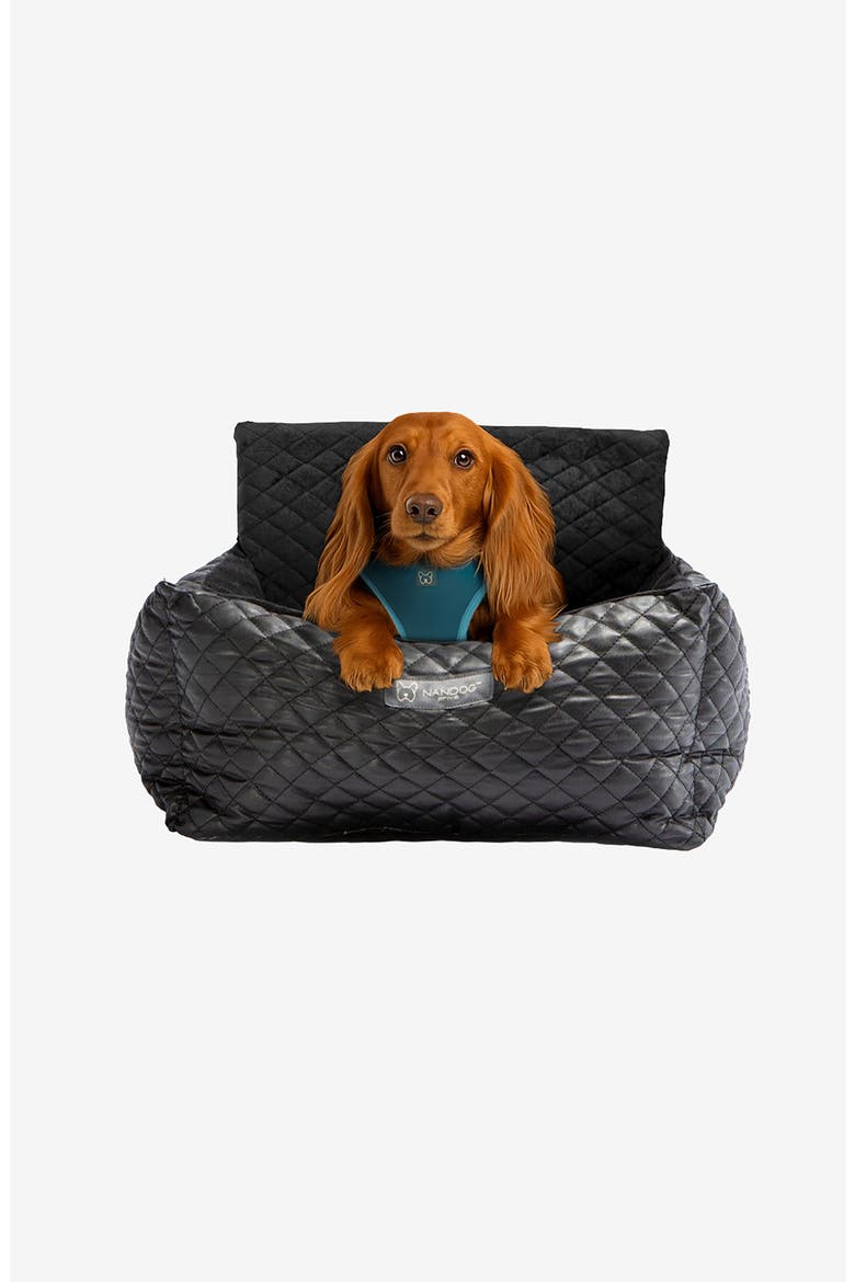 Dog Car Seat in Jet Black Vegan Leather, Alternate, color, Black