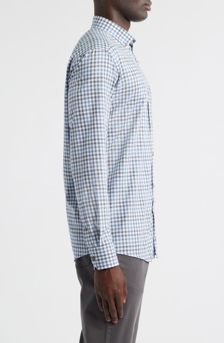Johnston & Murphy Check Heathered Cotton Button-Up Shirt, Alternate, color, Blue/ Navy Tonal Check Shirt