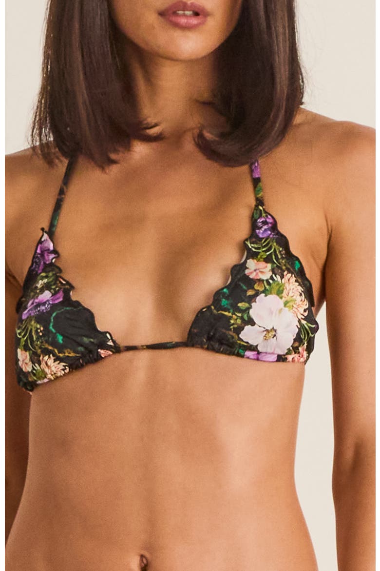 Lettuce Edge Sadie Triangle Bikini Top, Alternate, color, Black
