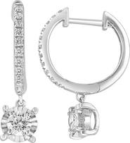 EFFY Sterling Silver Diamond Drop Huggie Hoop Earrings