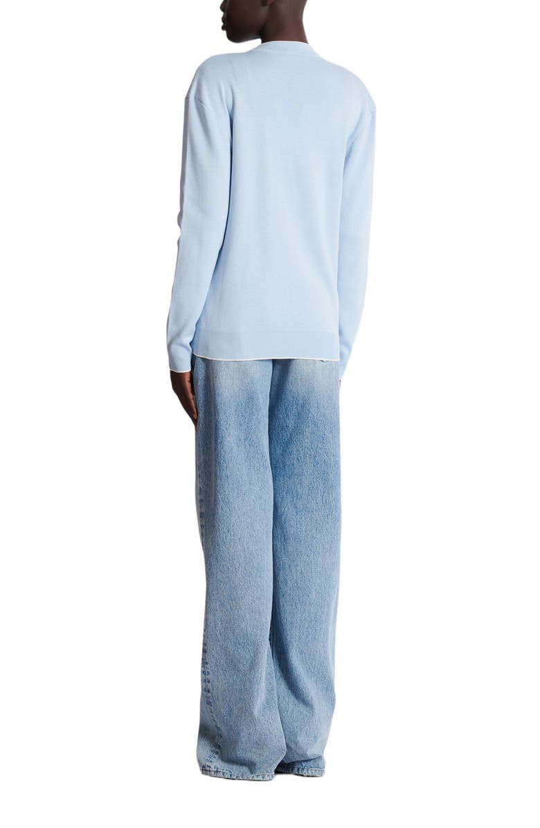Balmain Emblème-Embroidered Knit Cardigan, Alternate, color, Blue