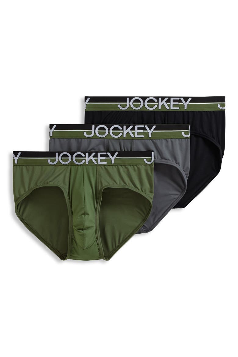 Mens Infinite Cool Microfiber Stretch Brief - 3 Pack, Main, color, Military Green/Battleship Grey