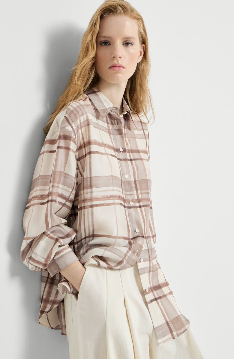 Brunello Cucinelli Macrocheck print shirt, Alternate, color, White