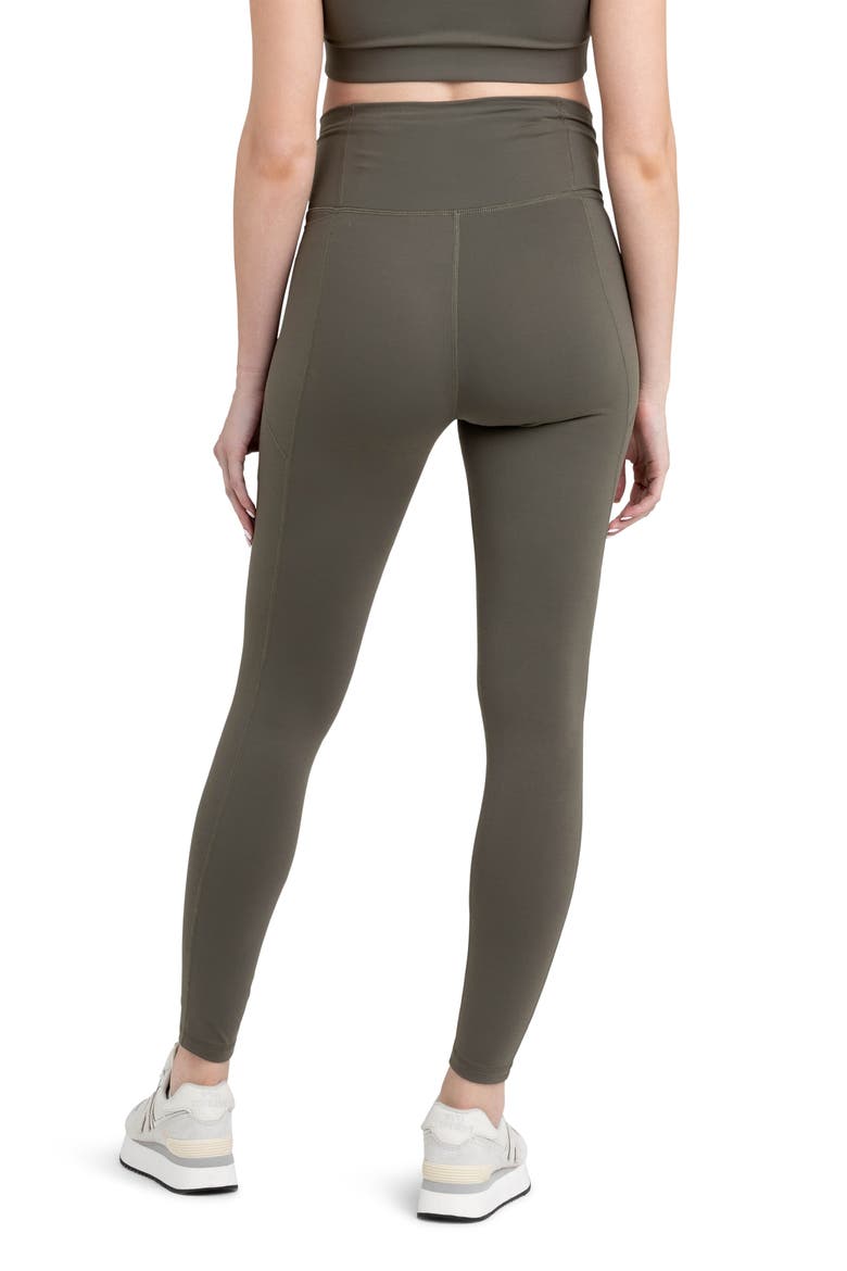 Tempo Stretch Nylon Pocket Maternity Leggings, Alternate, color, KHAKI