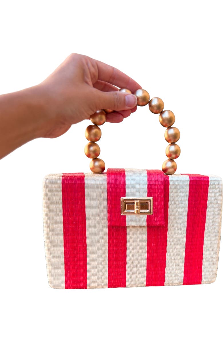 Soli & Sun THE LOUISA Woven Straw Clutch Bag, Alternate, color, Red & Cream