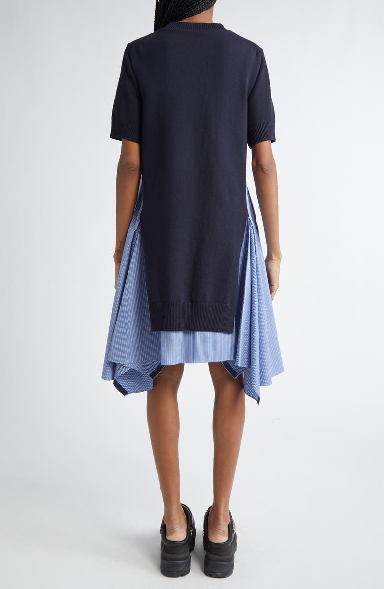Sacai Mixed Media Poplin & Knit Dress, Alternate, color, 
