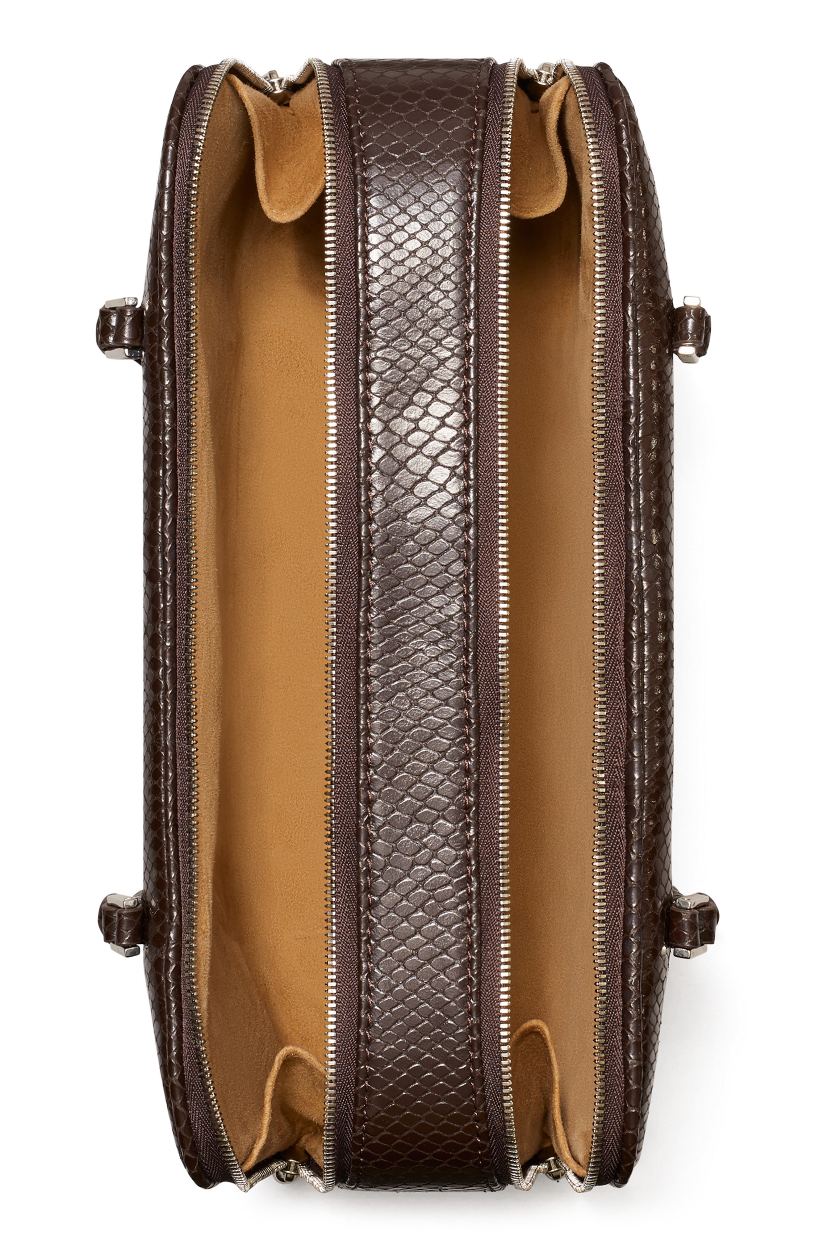 Tory Burch Marshmallow Croc Embossed LeatherShoulder Bag, Alternate, color, 