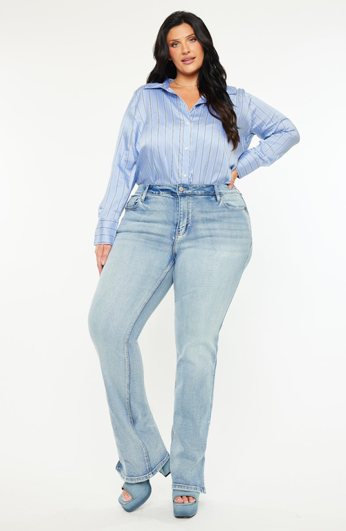 Kancan Doreen Mid Rise Y2k Bootcut Jeans In Brown