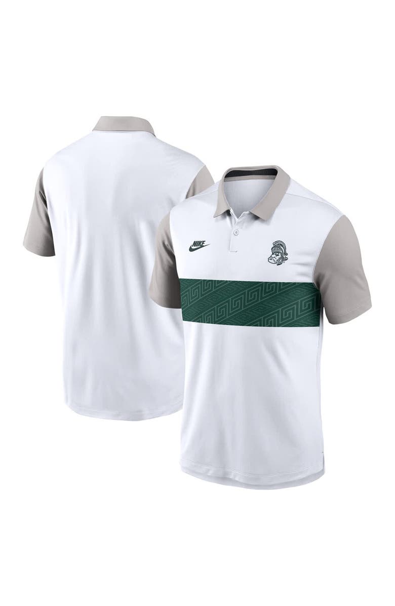 Nike Men's Nike White/Gray Michigan State Spartans Athletic Prep Legacy Logo Vapor Performance Polo, Alternate, color, White