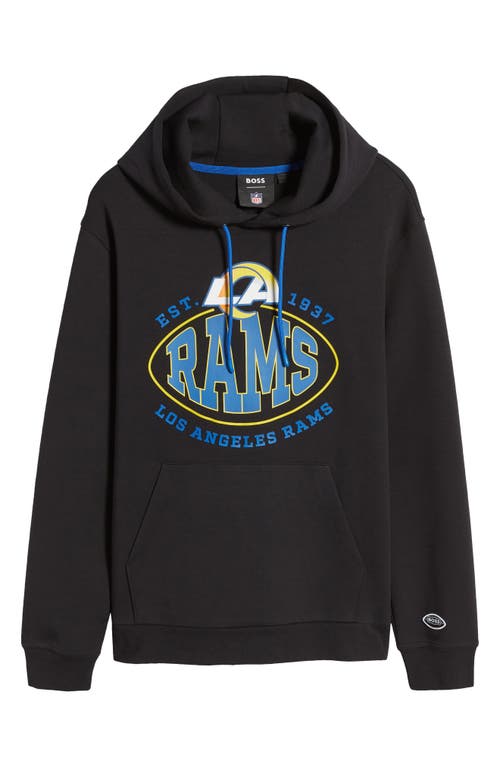 Hugo Boss Boss X Nfl Touchback Graphic Hoodie In Los Angeles Rams Black