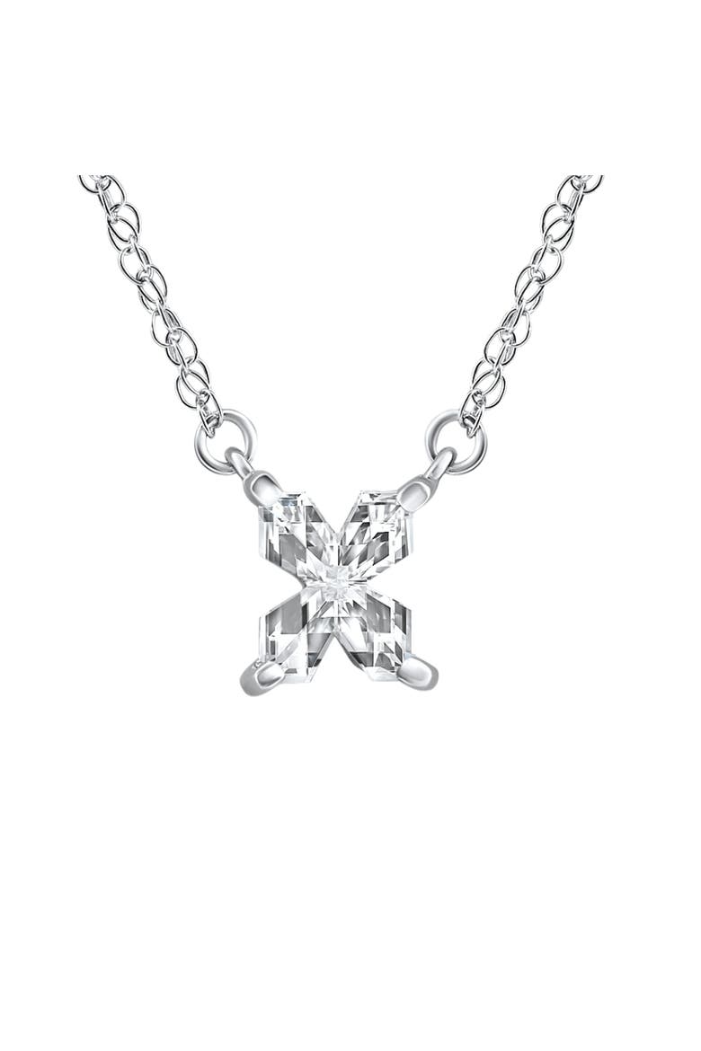 Diamond "X" Initial Pendant 18" Necklace 14K Gold Lab Grown, Main, color, 14k White Gold