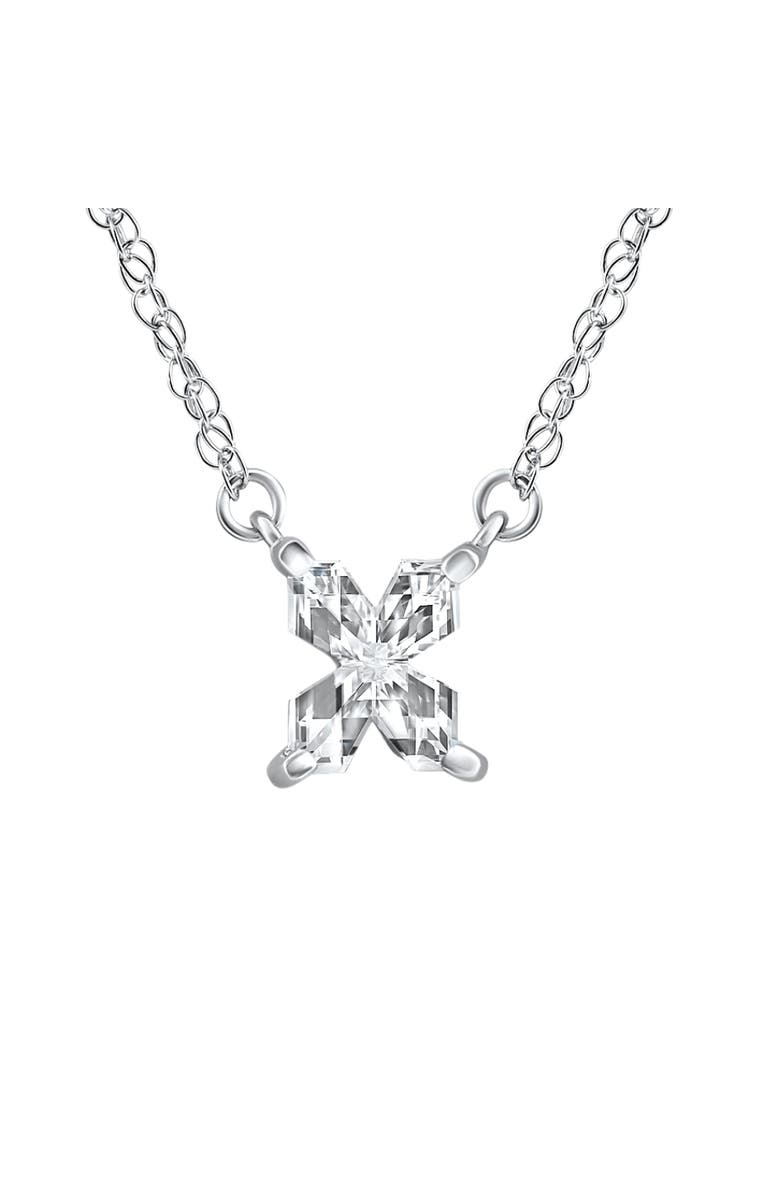 Bliss Diamond Diamond "X" Initial Pendant 18" Necklace 14K Gold Lab Grown, Main, color, 14K White Gold