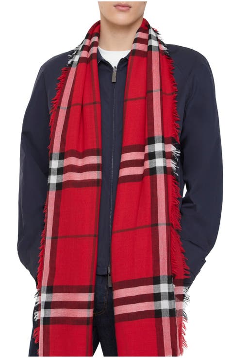 Wide Check Wool Scarf