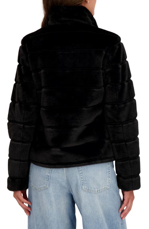 Sebby Hooded Faux Fur Jacket In Black