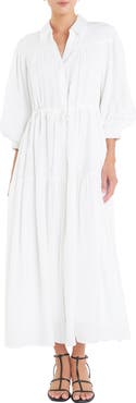English Factory Drawstring Waist Maxi Shirtdress