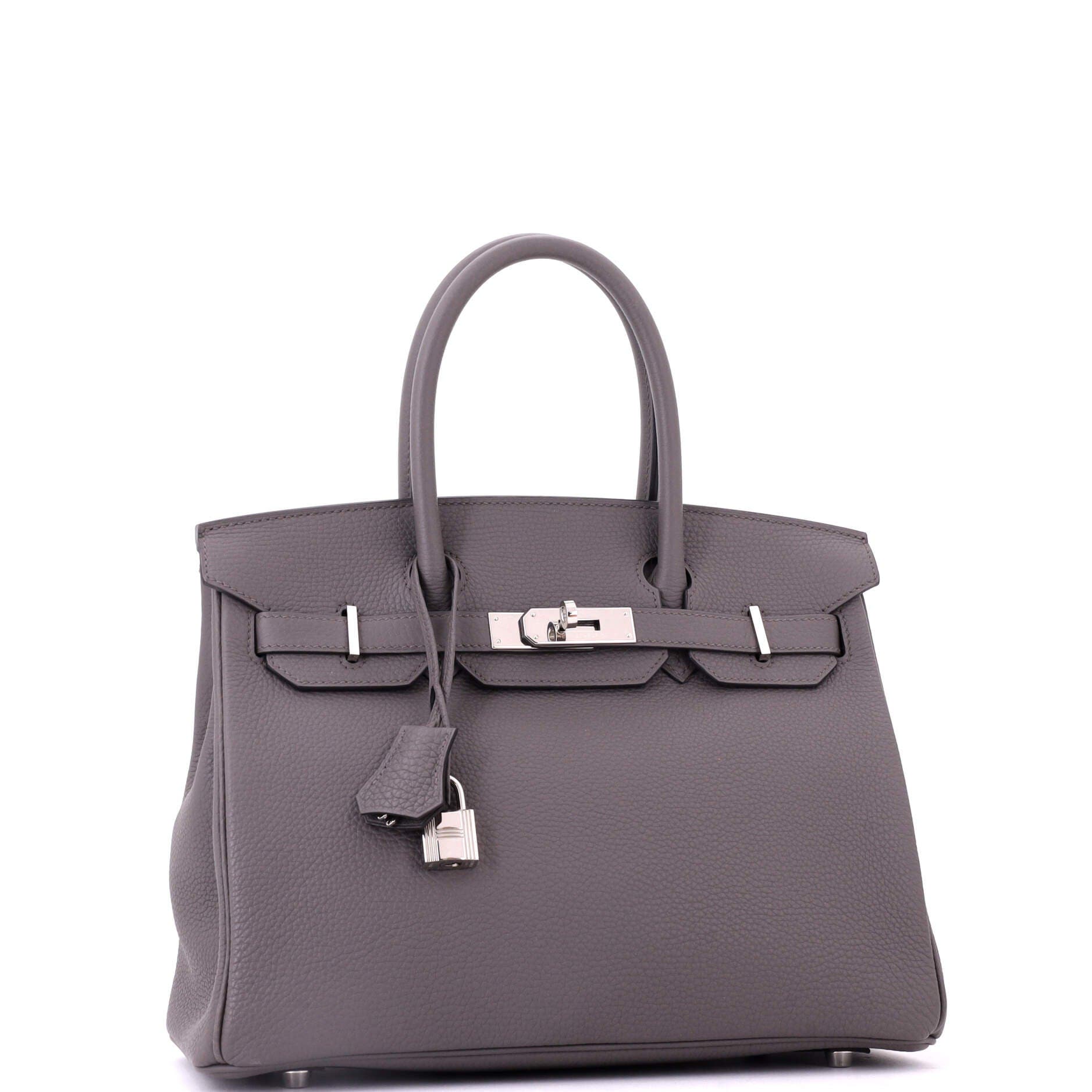 Pre-Owned Hermes Birkin Handbag Grey Togo with Palladium Hardware 30, Alternate, color, Etain