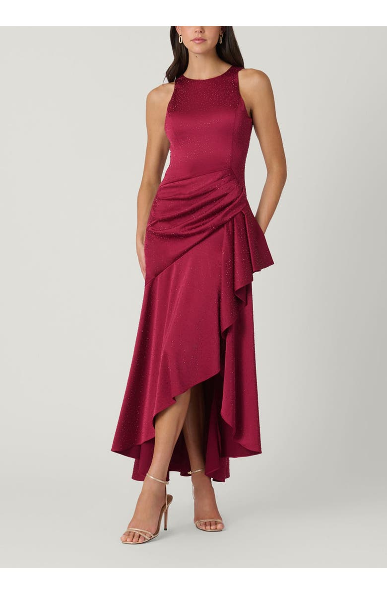 Shoshanna Midnight Midnight Verena Crystal Stretch Satin Dress, Main, color, 