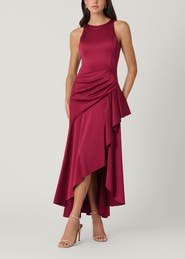 Shoshanna Midnight Midnight Verena Crystal Stretch Satin Dress