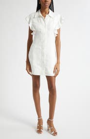 Ramy Brook Nikki Ruffle Sleeve Linen Blend Shirtdress