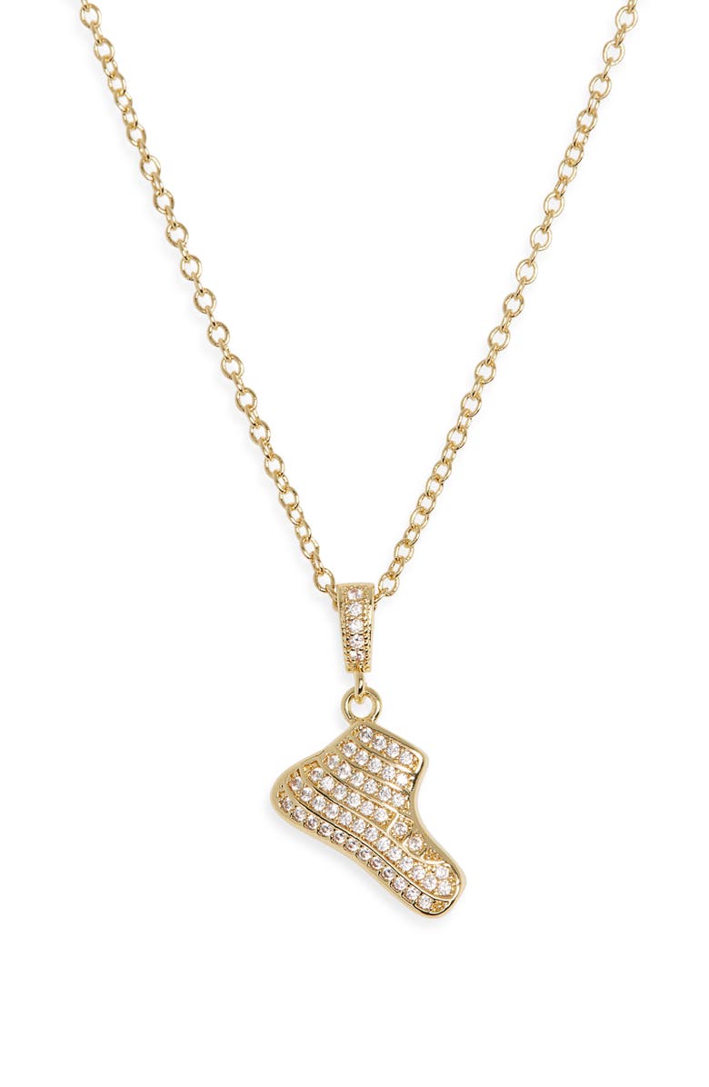 Leith Pavé CZ Sneaker Pendant Necklace, Alternate, color, Clear- Gold