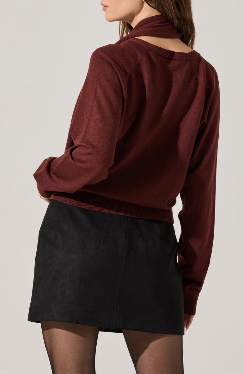 ASTR the Label Silvana Scarf Sweater, Alternate, color, Wine Brown