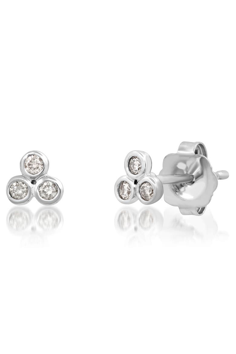14K Petite Triple Bezel Diamond Stud Earrings, Main, color, WHITE GOLD